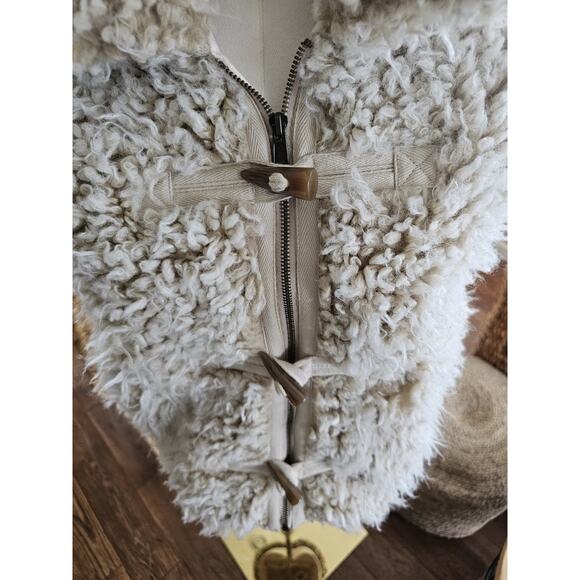 Anthropologie Faux Shearling Fur Vest Toggle Sherpa Teddy Sweater Women's Size S - Picture 2 of 13